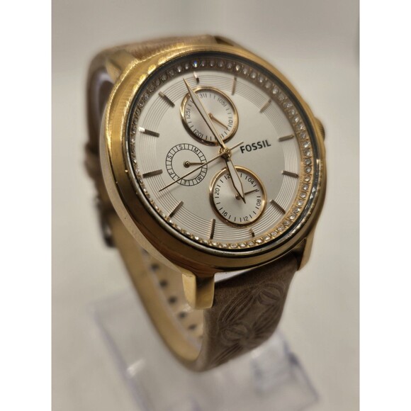 Fossil ES3358 Silver Dial Multifunction Ladies' Watch. New Brown Leather Strap. - Picture 7 of 8